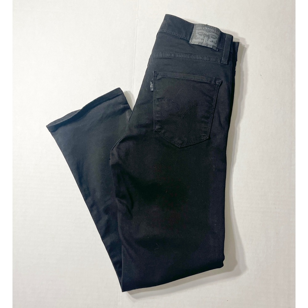 Levis 724‎ Jeans Womens 27 Black High Rise Straight Crop Moto Bikercore Grunge
